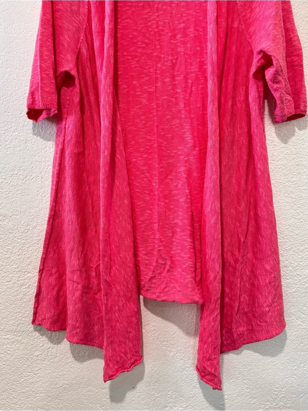 EILEEN FISHER Pink Organic Linen Cotton Blend Half Skeeve Cardigan - Picture 3 of 7